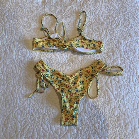 Adorable Yellow Floral Bikini New Never Worn With Depop