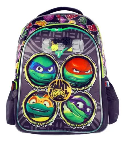 Mochila Neon De Tortugas Ninja Tmnt Para Primaria Mochila Con Luz Y