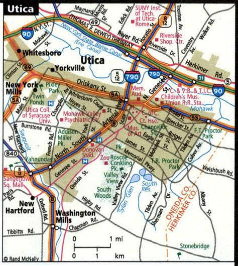 utica city road map  truck drivers area toll  highways map usa