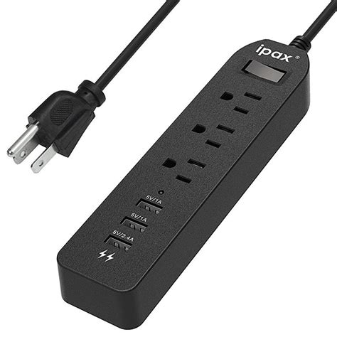 Ipax Power Strip With USB Ports 3 USB 3 AC Outlet 6ft Long Cord