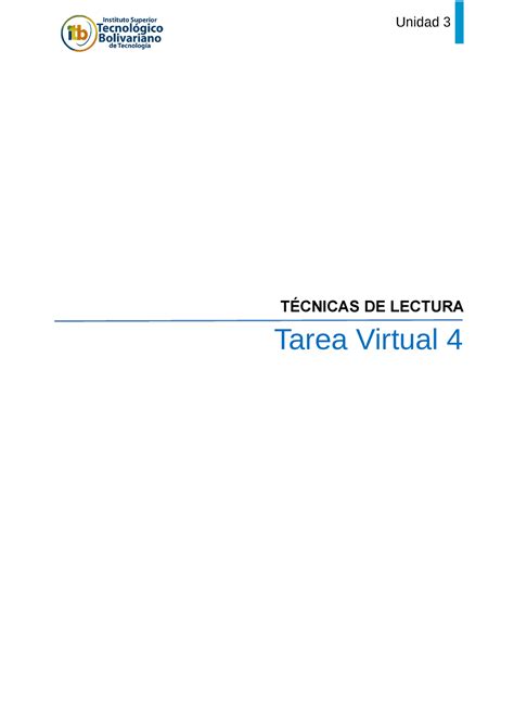 Tarea Virtual Lengua Unidad T Cnicas De Lectura Tarea Virtual