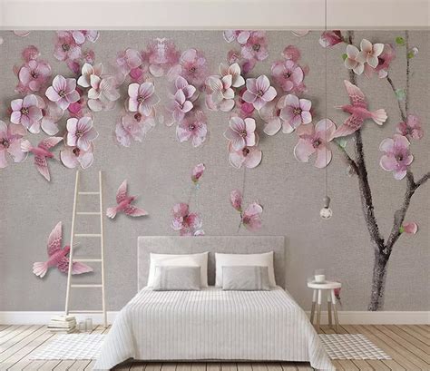 3d Cherry Blossom Flowers Floral Wall Mural Wallpaper Beautiful Cherry