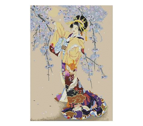 Geisha Cross Stitch Pattern Japanese Girl Cross Stitch Instant Download