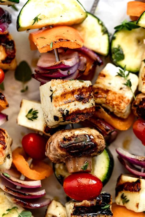 Grilled Halloumi Skewers With Greek Inspired Marinade