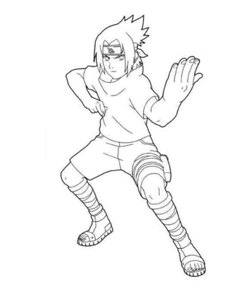 mewarnai gambar uchiha sasuke  keren  beraksi