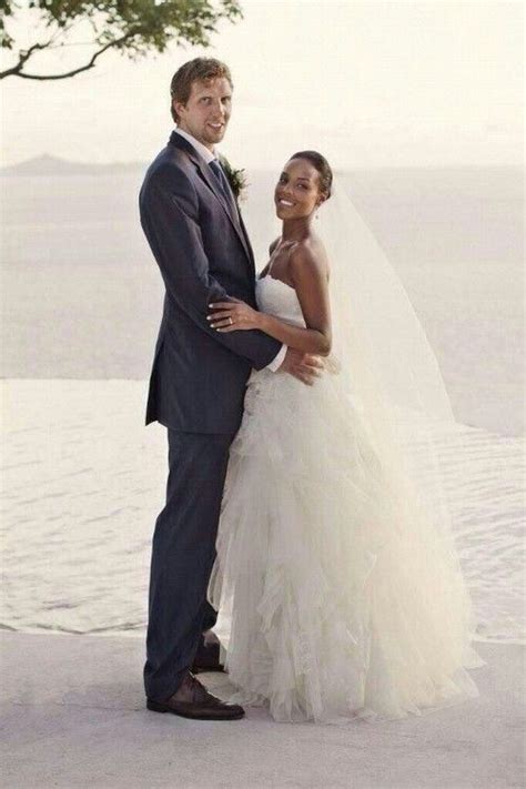 Dirk Nowitzki And Wife On Their Wedding Day Bwwm Couple Wmbw Cute Interracial Wedding