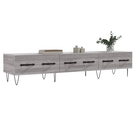 Meuble tv sonoma gris 150x36x30 cm bois d ingénierie pwfn17758 Conforama