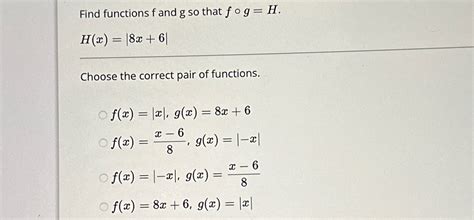 Solved Find Functions F And G So That Chegg