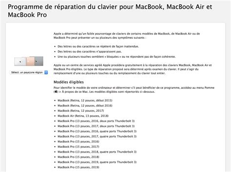 Consomac Apple étend le programme de réparation du clavier papillon