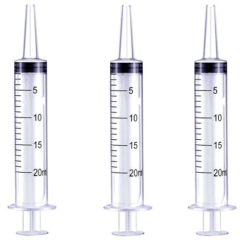 HaBeuniver 20ml Syringe 3 Pack Large Plastic Syringe For Scientific