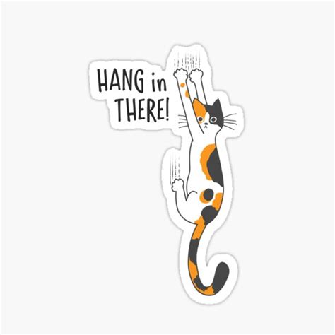 Calico Cat Hanging On Hang In There Funny Cat Holding On Sticker For Sale By Jenn Inashvili