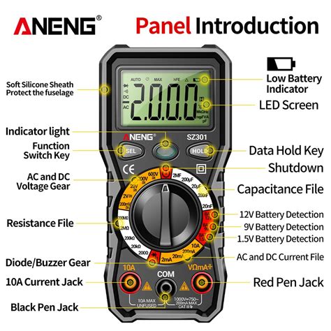 Aneng Digital Multimeter Multitester Voltage Tester With Pen Holder