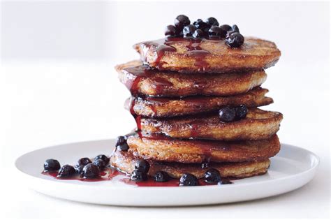 Whole Grain Pancakes With Wild Blueberry Maple Syrup Recipe Epicurious