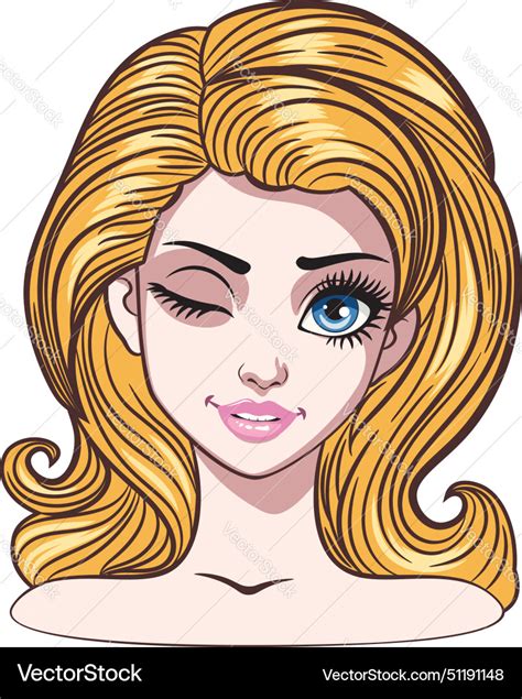 Cartoon Blond Girl Winking Royalty Free Vector Image