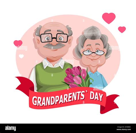 Happy Grandparents day greeting card. Cheerful grandmother and ...