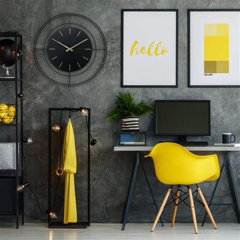 Horloge Murale Noire Et Jaune De Style Moderne Mobili Rebecca