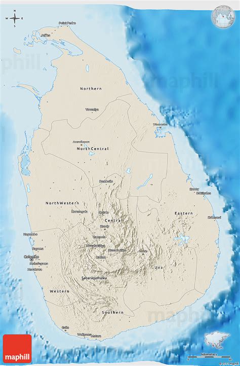 Large Political And Administrative Map Of Sri Lanka With Relief Roads