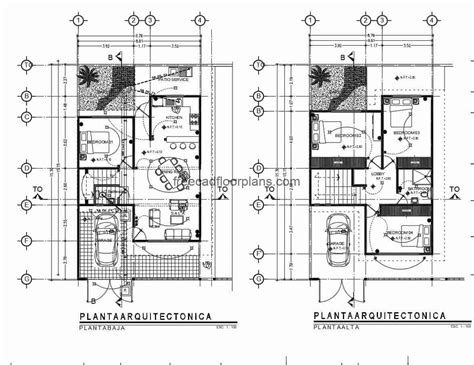 Two Story Rectangular House Autocad Plan 510201 Free Cad Floor Plans