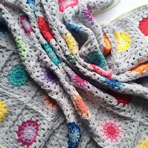 Crochet Baby Blanket Silver Rainbow Starburst Folksy