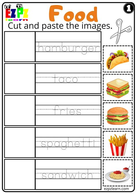 Food Circle And Write Worksheet For Esl And Kindergarten K5 Set 1