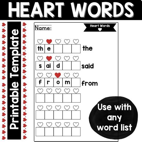 Heart Word Mapping Template - Science of Reading | Heart words, Reading ...