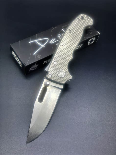 Demko Knives Custom Ad20 Shark Lock Knife Textured Titanium