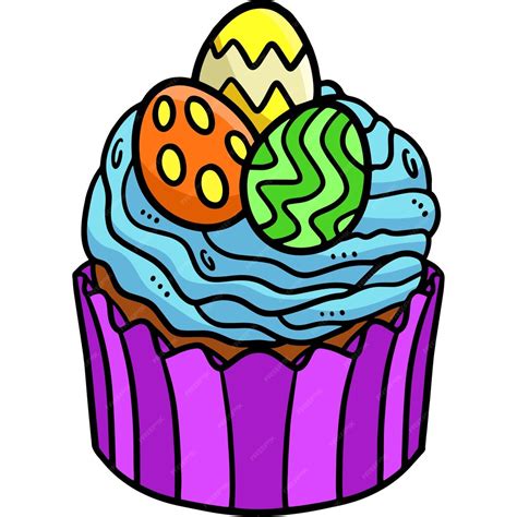 Premium Vector Easter Egg Cupcake Cartoon Colored Clipart