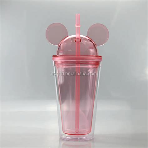 Oz Ml Acr Lico Mickey Orejas Vasos Colores Doble Pared Vaso De