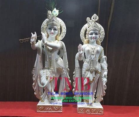 Painted Hindu White Marble Radha Krishna Statue At Rs 35000 In Jaipur