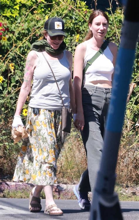 Katey Sagal In A Floral Skirt Leaves All Time Restaurant With Her