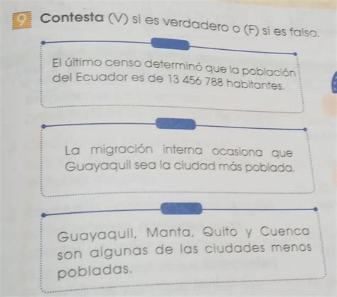 contesta V si es verdadero o F si es falso El último censo