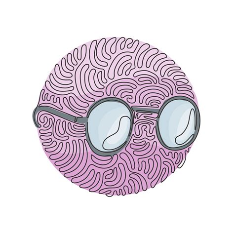 Single One Line Drawing Round Black Rimmed Glasses Side Of Myopia Glasses Round Frame With