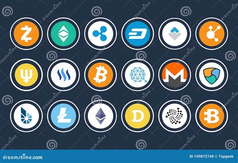 Cryptocurrency Icon Collection Vector Illustration Stock Vector