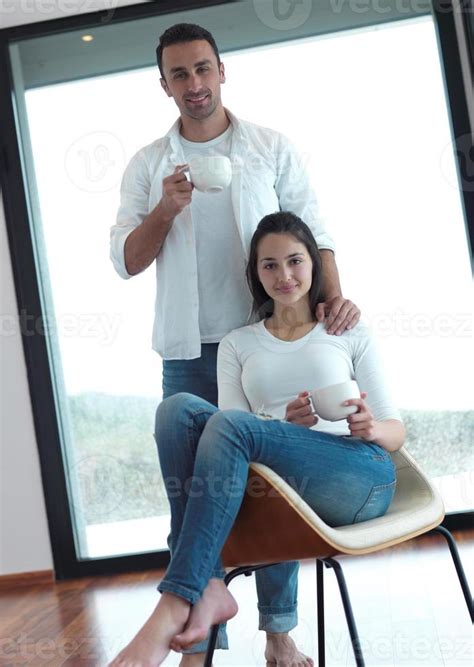 relaxet young couple drink first morning coffee 10832235 Stock Photo at ...