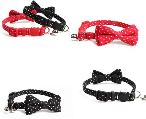 Pet Cat Kitten Collars Necklace Dot With Bowtie Check With Silver Bell