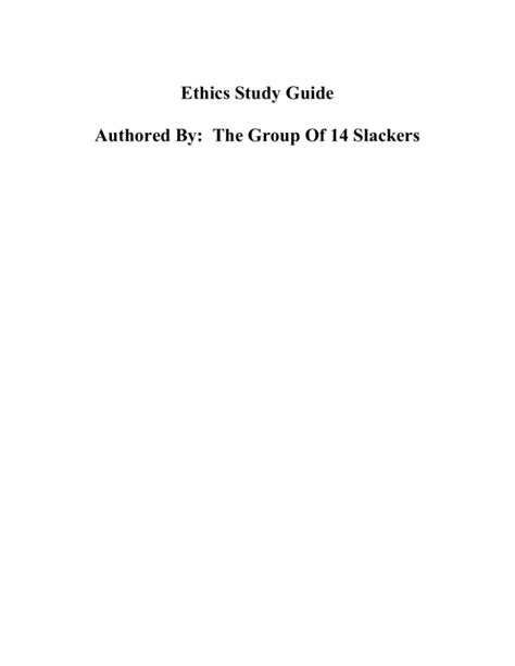 Ethics Study Guide