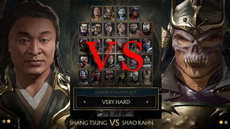 Mortal Kombat 11 Shang Tsung Vs Shao Kahn Difficulty Very Hard Youtube