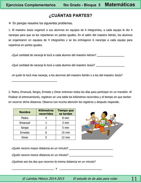 5to Grado Bloque 5 Ejercicios Complementarios Lainitas PDF