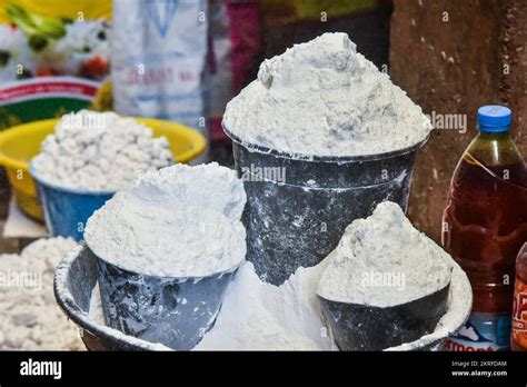 Yaounde 21st Nov 2022 This Photo Taken On Nov 21 2022 Shows Cassava Flour On Sale At A