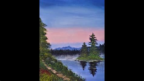 Learn How To Paint A Bob Ross Inspired Landscape Painting With Acrylic Paints Lesson 2 Youtube