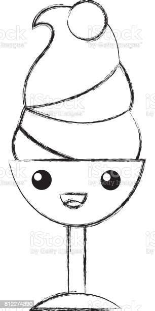 Delicious Ice Cream Cup Kawaii Character Stock Illustration Download Image Now Cartoon