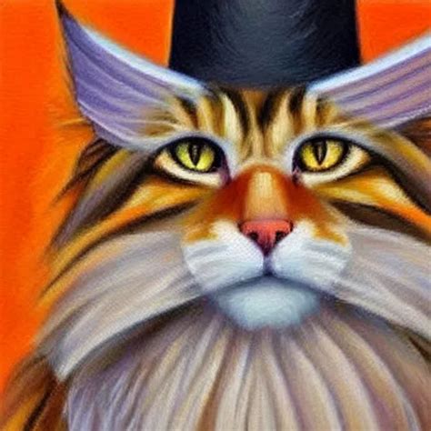 Beatiful Oil Painting Of An Orange Maine Coon With Stable Diffusion