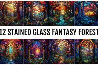 Stained Glass Fantasy Forest Set Graphic By Designs River Creative