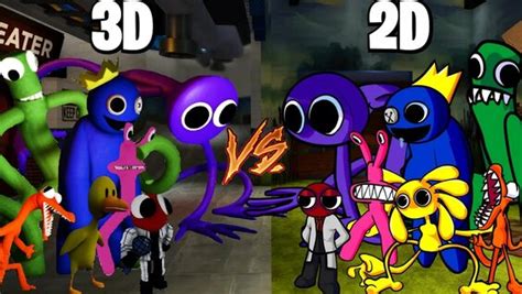 Rainbow Friends 3d Vs 2d Friday Night Funkin Roblox Rainbow Friends