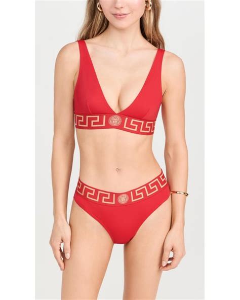 Versace Swim Bikini Lycra Vita Recycled New Logo Top A Red Lyst