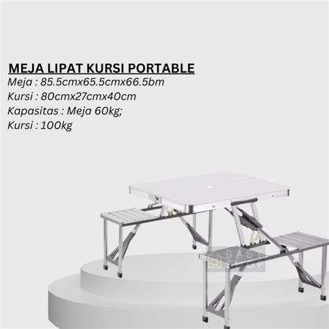 Meja Kursi Lipat Portable Aluminium Kaki Kotak Bisa Pakai Payung Meja