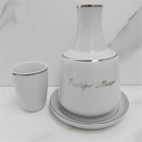 Moringa Copo Prato Porcelana Personalizada Filete Prata Elo7