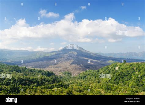 Batur Volcano View From Kintamani Village In Bali Indonesia Stock Photo