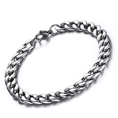 Bracelet Homme Acier Inox Maille Cubaine Bling Bling Rappeur 23cm 10mm