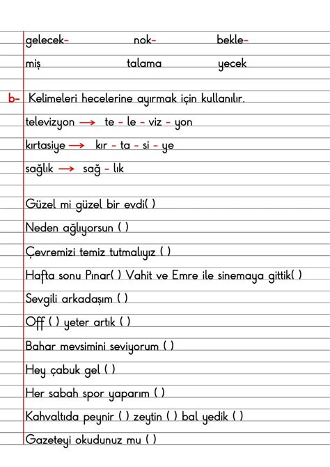 2 Sınıf Türkçe Dersi Dil Bilgisi Defter Notları